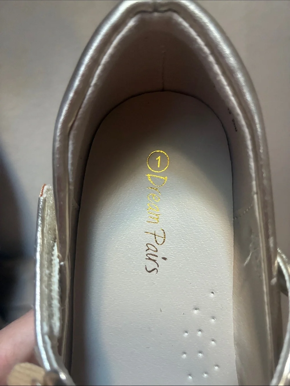 Little girl’s dream pairs gold heals size 1